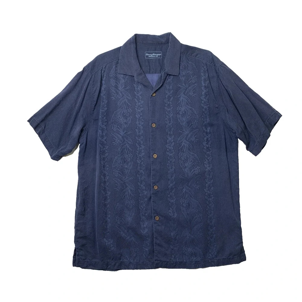 Tommy Bahama Shirt Mens L Large Lei Riviera Silk Original Fit Tropical Jacquard